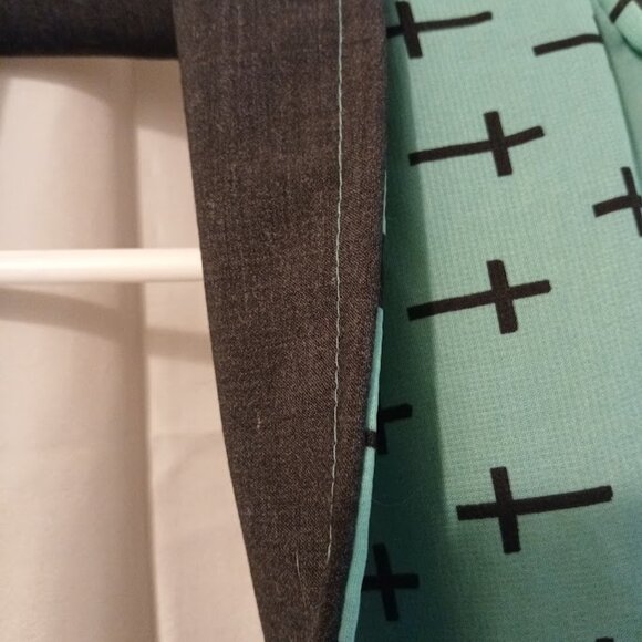 NEW Gothic Cross Scarf Turquoise Dark Gray 2 sided 10x42" Chiffon & Polycotton - Picture 6 of 6